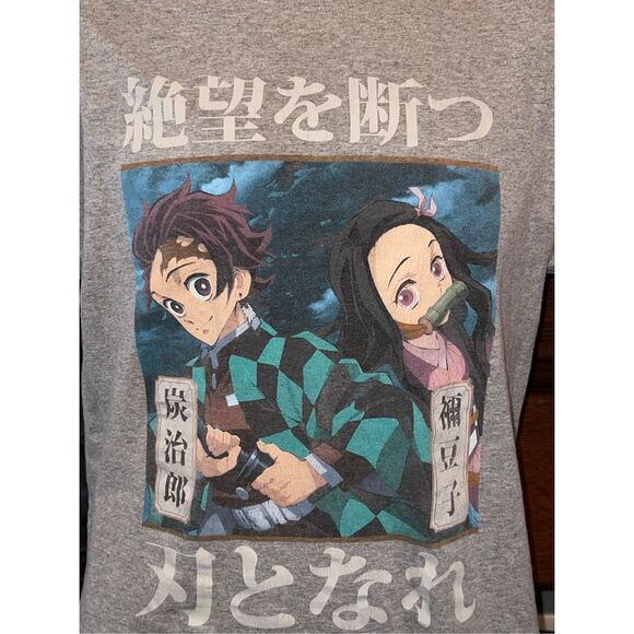 Demon Slayer Anime KnY Tanjiro and Nezuko Gray T-Shirt Size Medium #74 - Picture 5 of 5